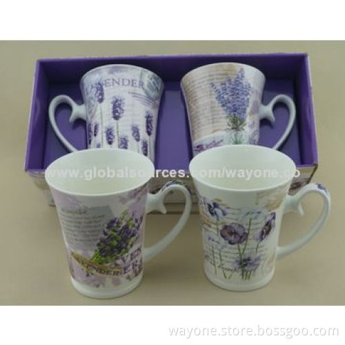 2-piece 10oz Coffee Mug Set, Vintage Design, Display Box, Ideal for Gifts, Food and Dishwasher-safe